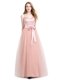 Amazing Pink Tulle Zipper Prom Evening Gown Sleeveless Floor Length Beading