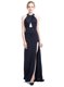 Vintage Black Column/Sheath Halter Top Sleeveless Elastic Woven Satin With Brush Train Backless Beading Homecoming Dress
