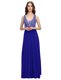 Fashionable Empire Evening Dress Royal Blue Straps Chiffon Sleeveless Floor Length Zipper