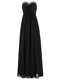 Floor Length Black Prom Gown Chiffon Sleeveless Beading