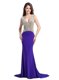 Low Price Purple Column/Sheath Beading Prom Dress Backless Elastic Woven Satin Sleeveless With Train