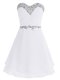 Mini Length White Prom Gown Sweetheart Sleeveless Zipper