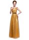 Flare Gold Scoop Zipper Beading and Sequins and Belt Homecoming Dress Cap Sleeves