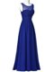 Royal Blue Scoop Neckline Beading Prom Dress Sleeveless Zipper