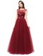 Scoop Burgundy Sleeveless Floor Length Beading Zipper Homecoming Dress