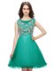 Colorful Mini Length Turquoise Homecoming Dress Scoop Sleeveless Zipper