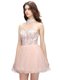 Affordable Beading Prom Party Dress Pink Zipper Sleeveless Mini Length