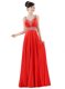 Sophisticated Red Zipper V-neck Beading Evening Dress Chiffon Sleeveless