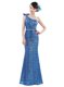 One Shoulder Blue Zipper Prom Evening Gown Sequins Sleeveless Floor Length
