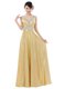 Gold Sleeveless Floor Length Beading Zipper Prom Evening Gown
