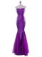 Simple Mermaid Eggplant Purple Zipper Sequins Sleeveless Floor Length