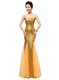Exquisite Mermaid Sequins Floor Length Gold Evening Dress Sweetheart Sleeveless Zipper