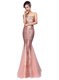 Fabulous Pink Mermaid Strapless Sleeveless Sequined Floor Length Zipper Sequins Prom Dress