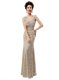 Champagne Column/Sheath V-neck Sleeveless Sequined Floor Length Zipper Sequins Prom Dress