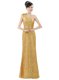 Fitting Gold One Shoulder Zipper Beading and Sequins Prom Dress Sleeveless