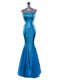 Mermaid Blue Sequined Zipper Prom Evening Gown Sleeveless Floor Length Sequins