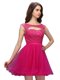 Fashionable Fuchsia Sleeveless Beading and Appliques Mini Length Prom Party Dress