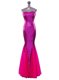Glittering Mermaid Floor Length Fuchsia Dress for Prom Sequined Sleeveless Sequins