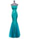 Mermaid Strapless Sleeveless Prom Party Dress Floor Length Sequins Turquoise Sequined