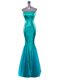 Mermaid Strapless Sleeveless Prom Party Dress Floor Length Sequins Turquoise Sequined