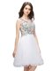 Glittering Scoop White Organza Zipper Homecoming Dress Sleeveless Mini Length Beading and Embroidery