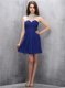 Stylish Navy Blue A-line Chiffon High-neck Sleeveless Beading Mini Length Zipper Evening Dress