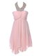 Beading Prom Gown Baby Pink Backless Sleeveless Knee Length
