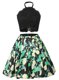 Customized Halter Top Multi-color Sleeveless Mini Length Lace Lace Up Evening Dress