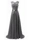 Scoop Sleeveless Brush Train Beading and Appliques Lace Up Homecoming Dress