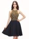 Black Scoop Neckline Beading Prom Party Dress Sleeveless Zipper