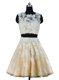 Ideal Scoop Beading and Appliques Prom Evening Gown Champagne Zipper Sleeveless Knee Length