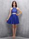 Royal Blue Halter Top Zipper Beading Dress for Prom Sleeveless