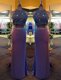 Beading Evening Dress Purple Criss Cross Sleeveless Floor Length