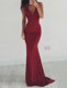 Mermaid Backless Dress for Prom Burgundy for Prom with Ruching Brush Train