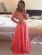Scoop Long Sleeves Chiffon Prom Gown Beading and Appliques Zipper