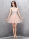 Luxurious Beading and Sequins Prom Dresses Baby Pink Zipper Sleeveless Mini Length