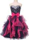 Organza Sleeveless Knee Length Prom Dress and Beading and Ruffles and Bowknot