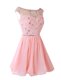 Amazing Pink A-line Chiffon Bateau Sleeveless Sashes ribbons Knee Length Zipper Prom Dresses