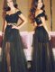 Pretty Off the Shoulder Sleeveless Zipper Floor Length Lace Prom Dresses