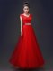 Cute Floor Length Red Prom Dresses Scoop Sleeveless Lace Up  Cute Floor Length Red Prom Dresses Scoop Sleeveless Lace Up