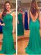 Mermaid Backless Prom Dresses Green for Prom and Party with Beading Sweep Train