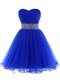 Royal Blue Prom Party Dress Prom and For with Beading Sweetheart Sleeveless Lace Up