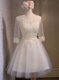 Exceptional Mini Length White Prom Evening Gown Scoop Half Sleeves Lace Up