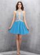 Baby Blue Prom Dress Prom and Party and For with Beading and Bowknot Halter Top Sleeveless Zipper