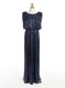 Custom Design Navy Blue A-line Scoop Sleeveless Sequined Floor Length Zipper Sequins Prom Dresses