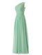 Fancy One Shoulder Apple Green Sleeveless Floor Length Ruffles Zipper Homecoming Dress