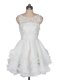Organza Scoop Sleeveless Zipper Appliques and Ruching Prom Evening Gown in White