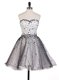 Custom Designed Sweetheart Sleeveless Prom Dress Knee Length Beading Grey Organza