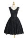 Knee Length Black Prom Evening Gown Lace Sleeveless Lace