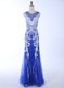Mermaid Scoop Royal Blue Sleeveless Chiffon Backless for Prom and Party